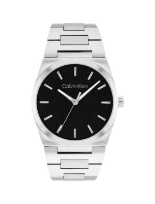 Textured Dial Integrated Bracelet Watch, Black
