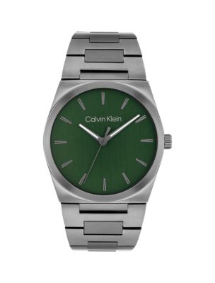 Textured Dial Integrated Bracelet Watch, Green