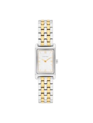 Rectangle Dial Link Bracelet Watch, White