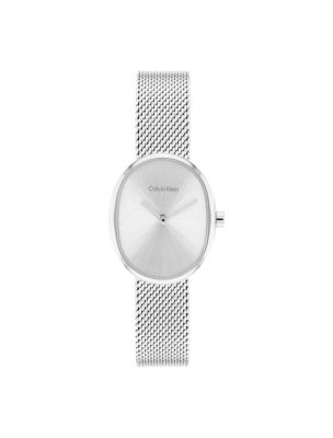 Round Mesh Bracelet Watch, Silver