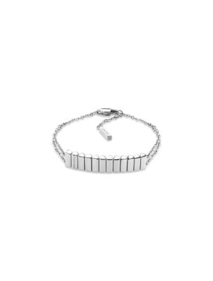 Curved Pebble Bracelet, Silver