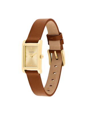 Женские часы Calvin Klein Rectangle Sunray Dial Leather Strap Watch — фото 2