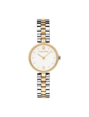 Textured Bezel Shimmer Dial Watch, White
