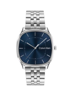 Rounded Case Sunray Dial Watch, Blue