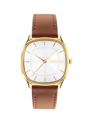 Rounded Case Sunray Dial Watch, White