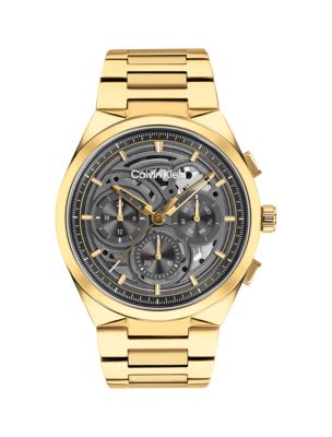 Skeleton Dial Chronograph Bracelet Watch, Grey