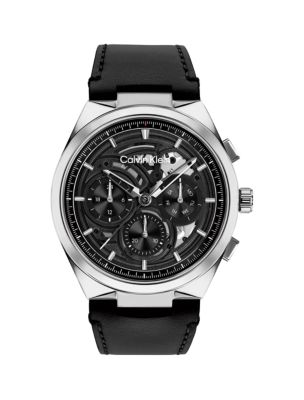 Skeleton Dial Chronograph Watch, Black