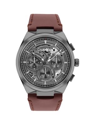 Skeleton Dial Chronograph Watch, Grey