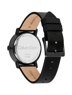 Мужские часы Calvin Klein Minimalist Monogram Leather Strap Watch, цвет: Чёрный — фото 3