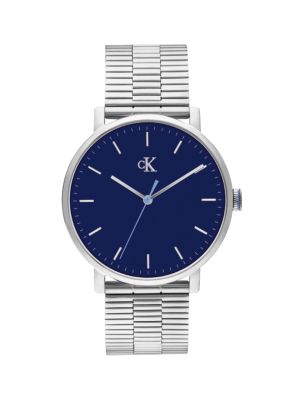 Minimalist Monogram Link Bracelet Watch, Navy