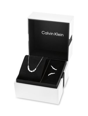 Asymmetric Earrings + Necklace Set, Silver