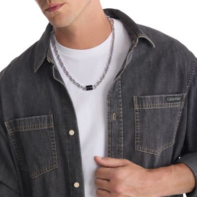 Мужское колье Calvin Klein Medallion Logo, цвет: Серебряный — фото 3