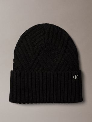 Cable Knit Beanie, Black