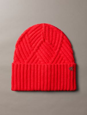 Cable Knit Beanie, Red