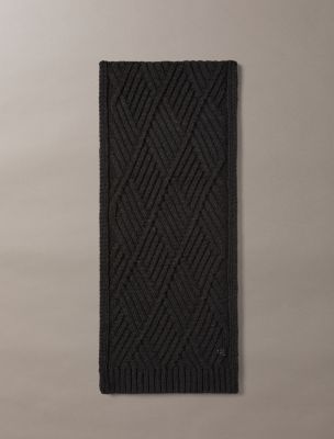 Cable Knit Scarf, Black
