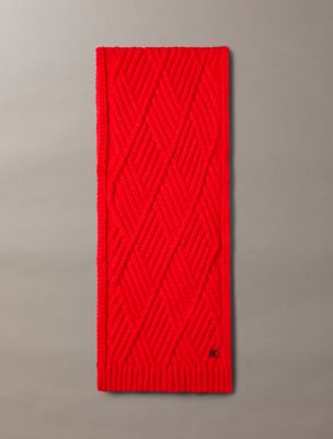 Cable Knit Scarf, Red