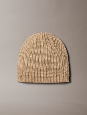 Metallic Knit Beanie, Timeless Camel
