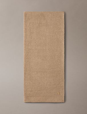 Metallic Knit Scarf, Timeless Camel