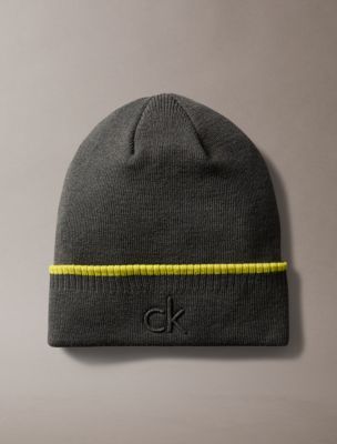 Embossed Logo Tipped Beanie, Gunmetal Heather