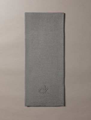 Embossed Logo Scarf, Medium Grey Heather