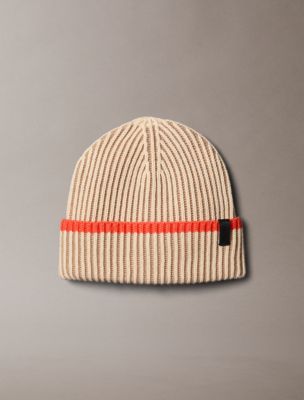 Tipped Ribbed Beanie, Tan