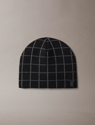 Check Jacquard Beanie, Black