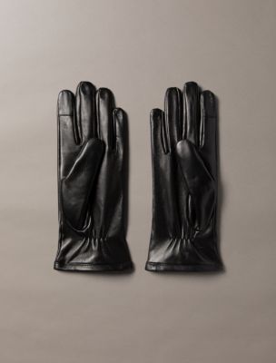 Женские перчатки Calvin Klein Monogram Leather Gloves, цвет: Чёрный — фото 2