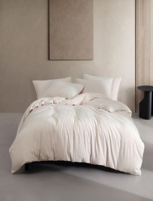 Modern Cotton Melange Jersey Duvet Cover Set, Pale Pink