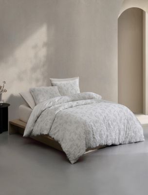 Cascade Reversible Duvet Cover Set, Ivory/Grey
