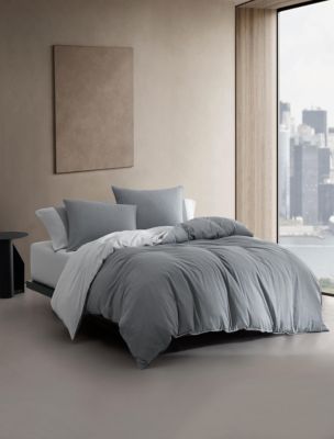 Contrast Weave Duvet Cover Set , Dark Blue