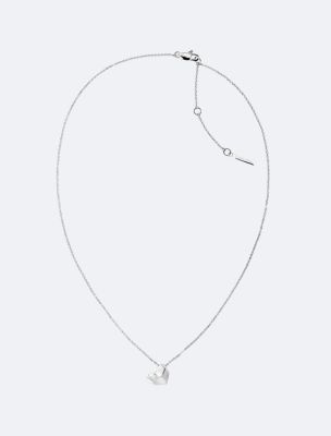 Modern Heart Pendant Necklace, Silver