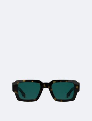 Acetate Bold Rectangle Sunglasses, Dark Havana