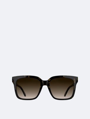 Acetate Square Sunglasses, Dark Havana