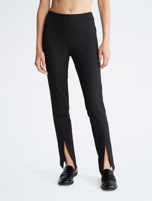 Pantalon moulant en tricot à point fendu, noir