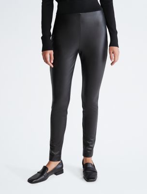 Faux Leather Skinny Pants, Black
