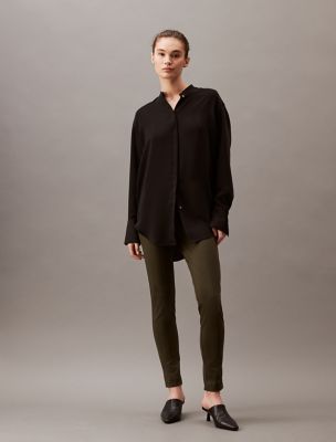 Ponte Solid Skinny Fit Pants, Olive