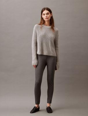 Ponte Solid Skinny Fit Pants, Grey