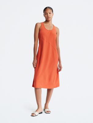Robe camisole mi-longue à encolure dégagée, argile rouge
