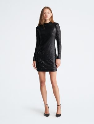 Sequin Mini Dress, Black