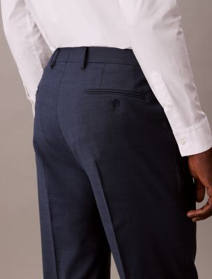 Calvin Klein Men's Slim-Fit Wool-Blend Stretch Suit Pants - Blue - Size 30x30