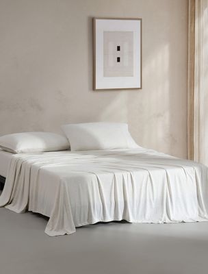 Modern Cotton Melange Jersey Sheet Set, Ivory Grey Heather