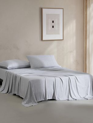 Modern Cotton Melange Jersey Sheet Set, Grey Blue Heather