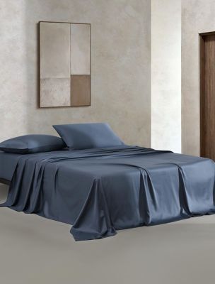 Organic Earth Cotton Sateen Sheet Set, Midnight Blue