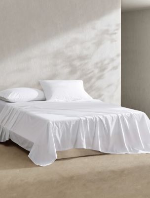 Washed Percale Cotton Sheet Set, White