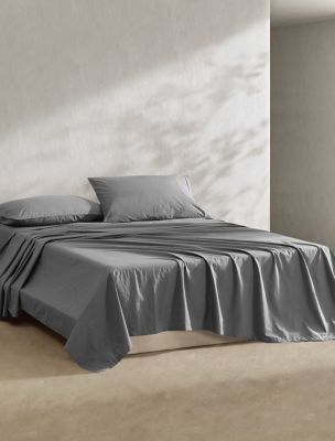 Washed Percale Cotton Sheet Set, Graphite