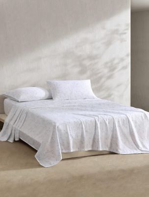 Printed Cotton Sateen Sheet Set, Pale Blue