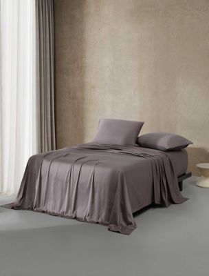 Pearl Edge Cotton Sateen Sheet Set, Plum