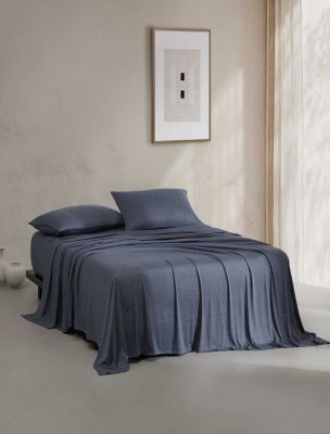 Modern Cotton Melange Jersey Sheet Set, Indigo