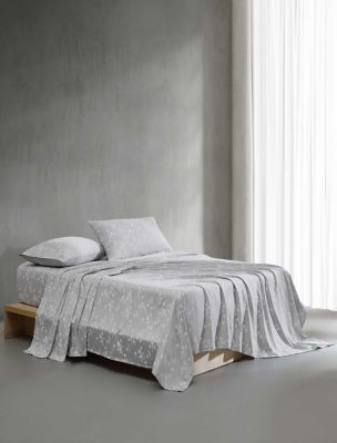 White Flowers Sheet Set, Plum