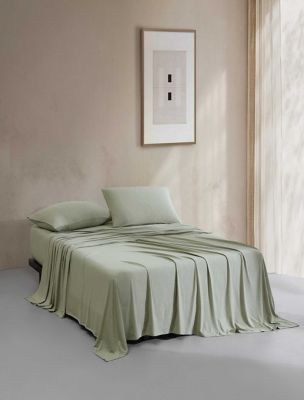 Modern Cotton Melange Jersey Sheet Set, Lichen Green